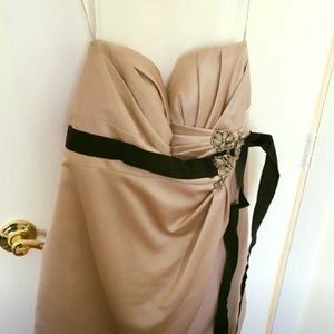 Bridesmaid Blush Dress with Black Sash